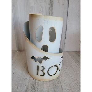 Vintage metal Ghost tea light holder spiral boo Halloween home decor unique